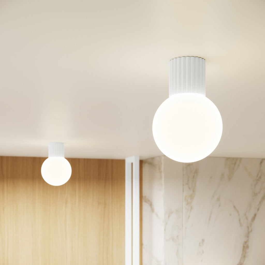 Opal Glass Globe Ceiling Light IP44 - G9 Flush Mount Bathroom Hallway