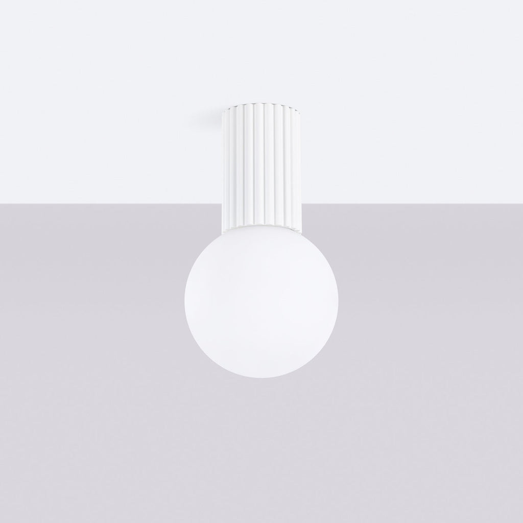 Opal Glass Globe Ceiling Light IP44 - G9 Flush Mount Bathroom Hallway