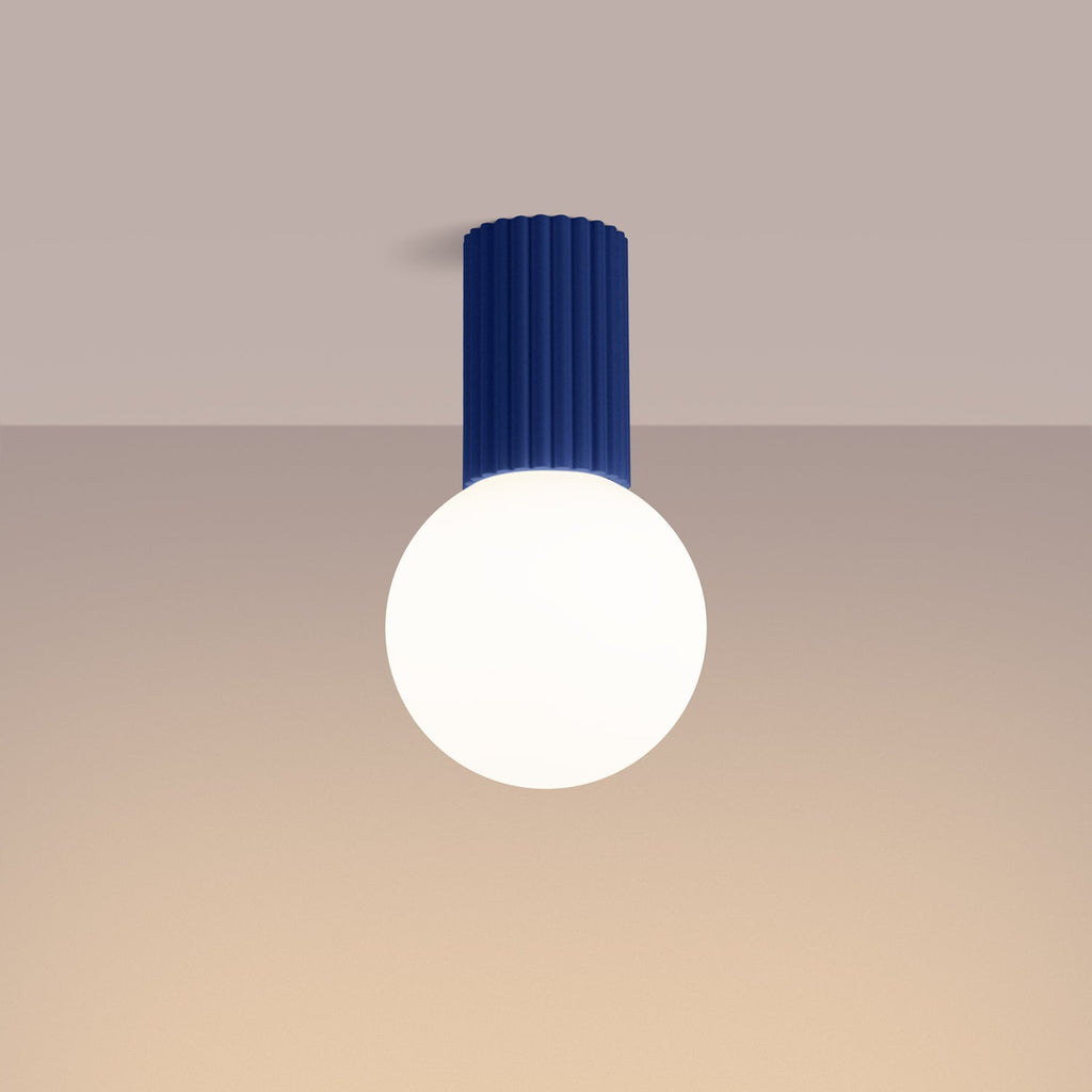 Opal Glass Globe Ceiling Light IP44 - G9 Flush Mount Bathroom Hallway