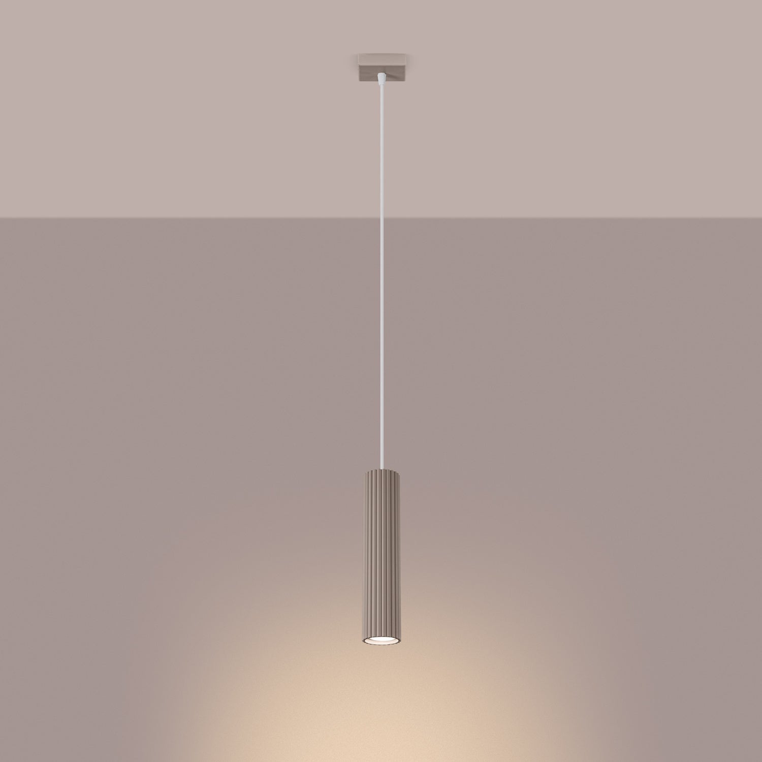 Ribbed Cylinder Pendant Light - GU10 Hanging Spotlight Kitchen Island Bedside