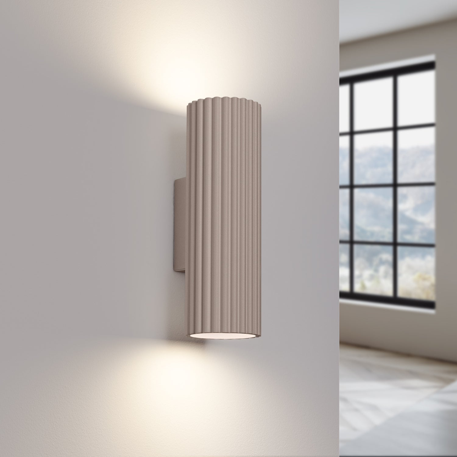 Ribbed Up Down Wall Light - GU10 Cylindrical Spotlight Bedroom Bedside