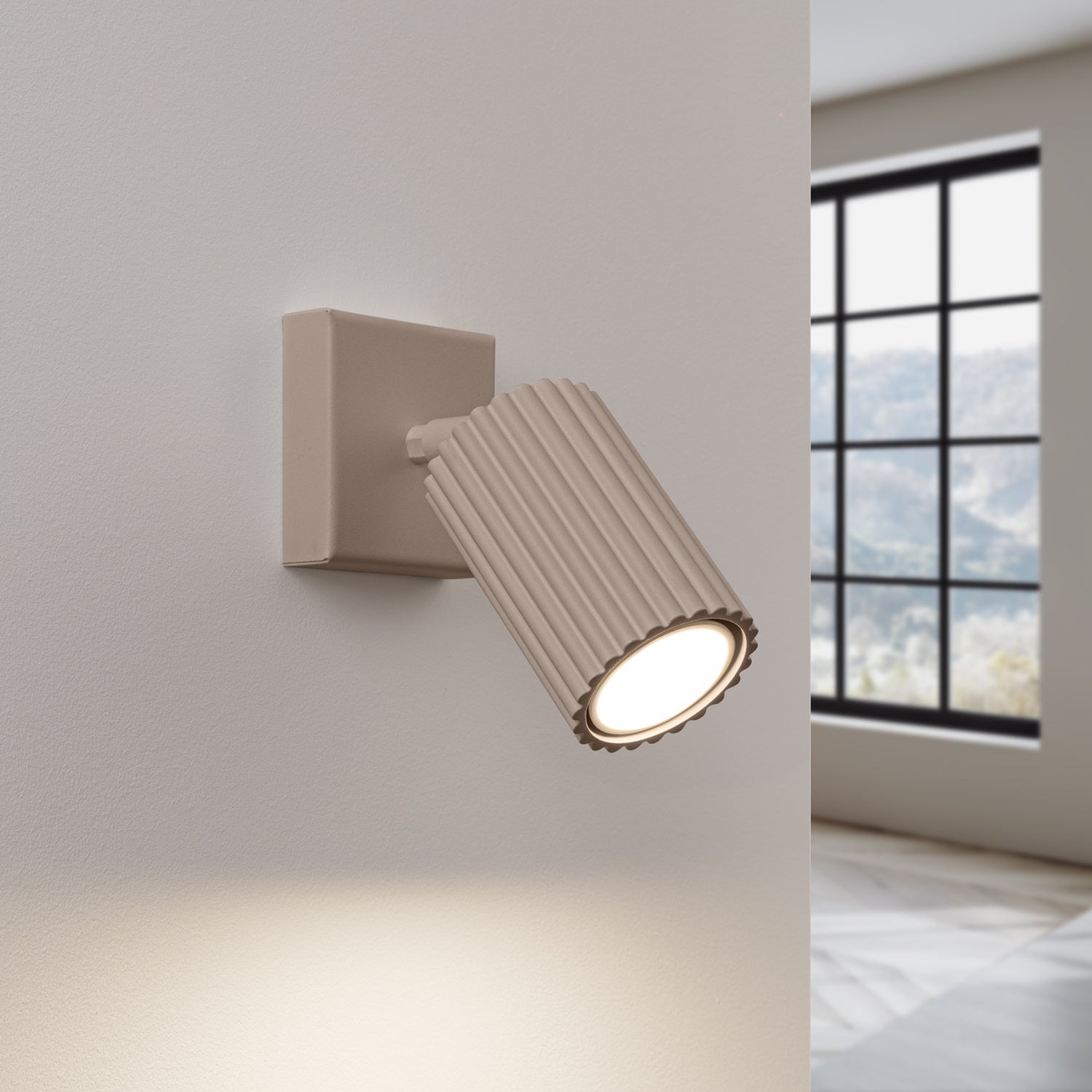 Ribbed Tube Wall Light - Adjustable GU10 Spotlight Bedside Reading Lamp