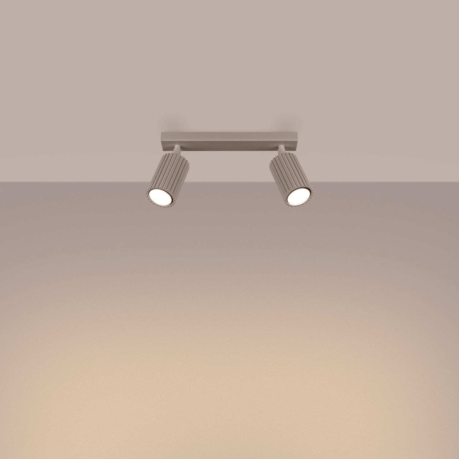 Twin Ribbed Surface Spotlight - 2 Light GU10 Adjustable Ceiling Bar Kitchen