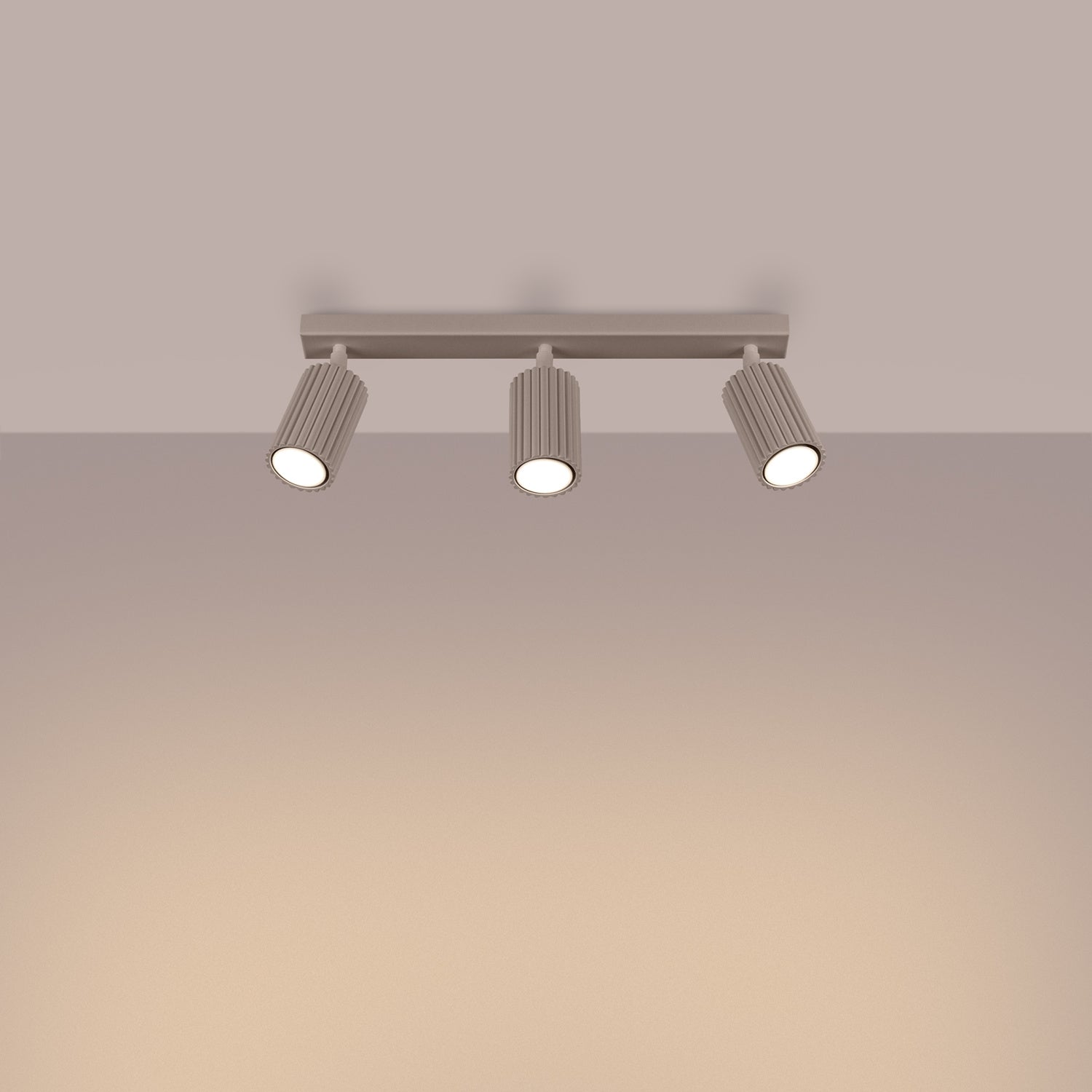 Triple Ribbed Spotlight Bar - 3 Light GU10 Linear Adjustable Ceiling Kitchen