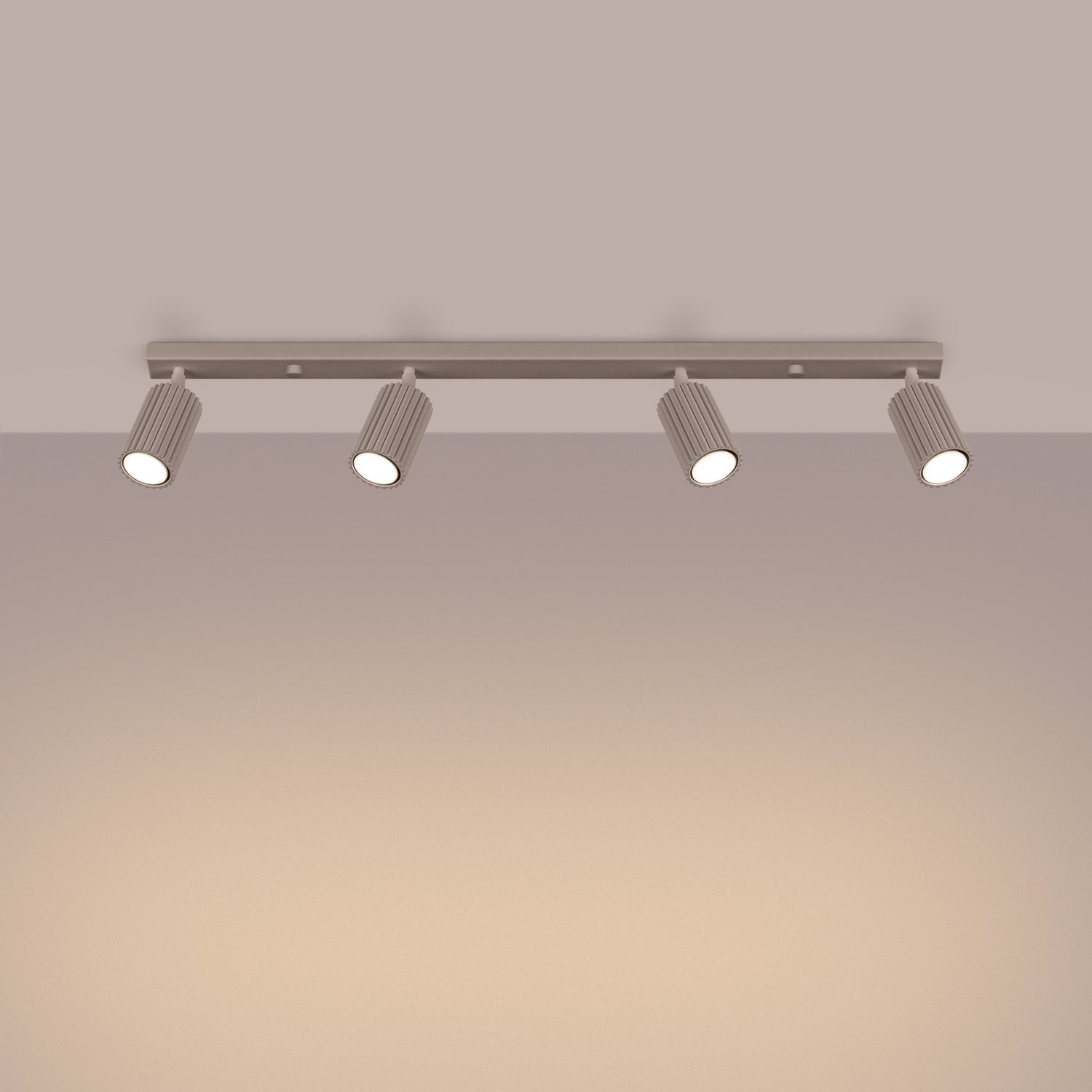 Four Light Ribbed Spotlight Bar - GU10 Linear Track Ceiling Kitchen Island