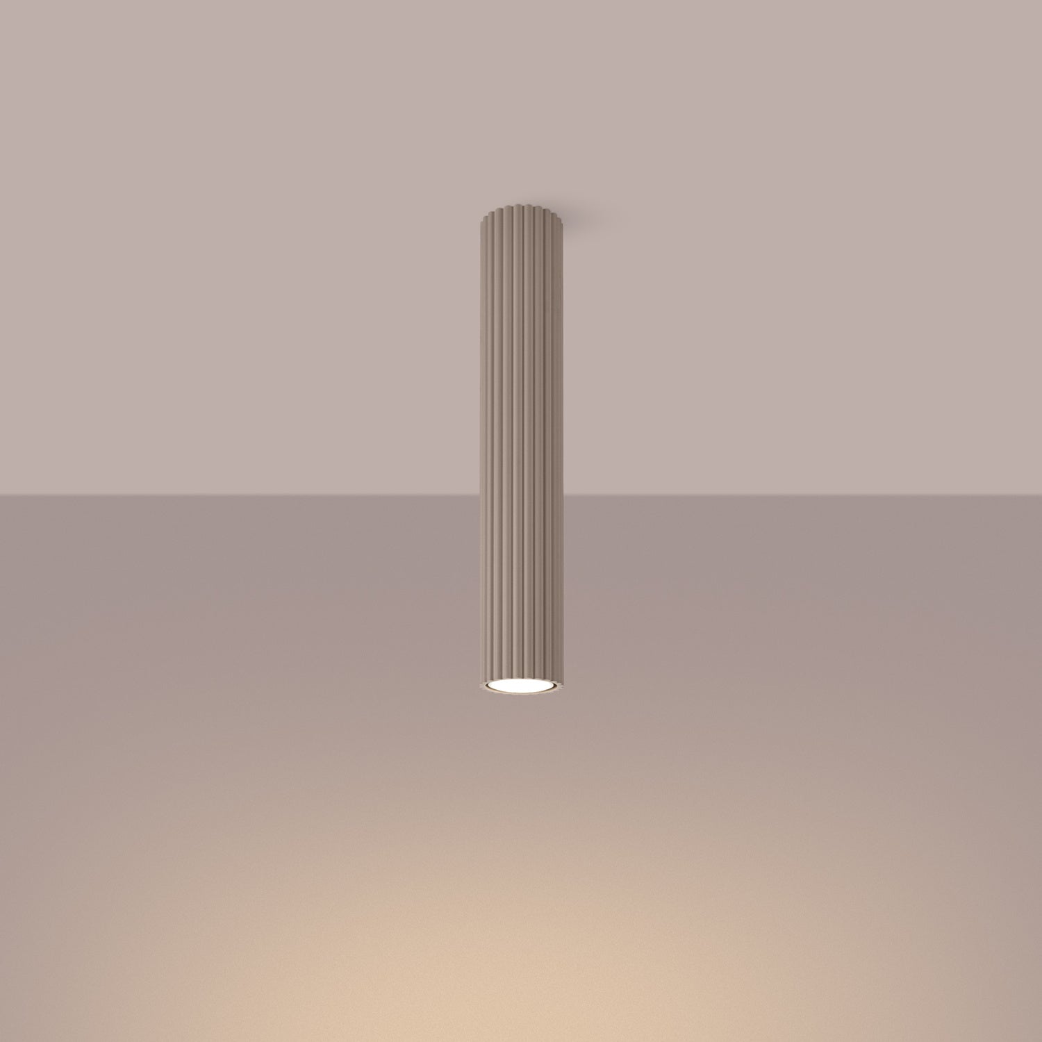 Extra Tall Ribbed Cylinder Ceiling Light - GU10 Surface Spotlight Modern
