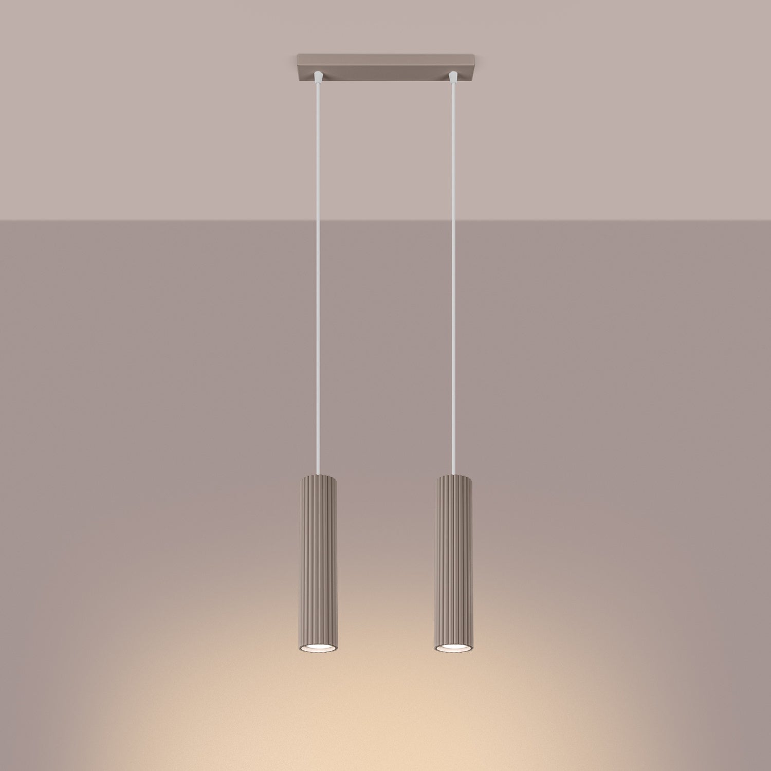 Twin Ribbed Pendant Spotlight - 2 Light GU10 Hanging Kitchen Island Bar