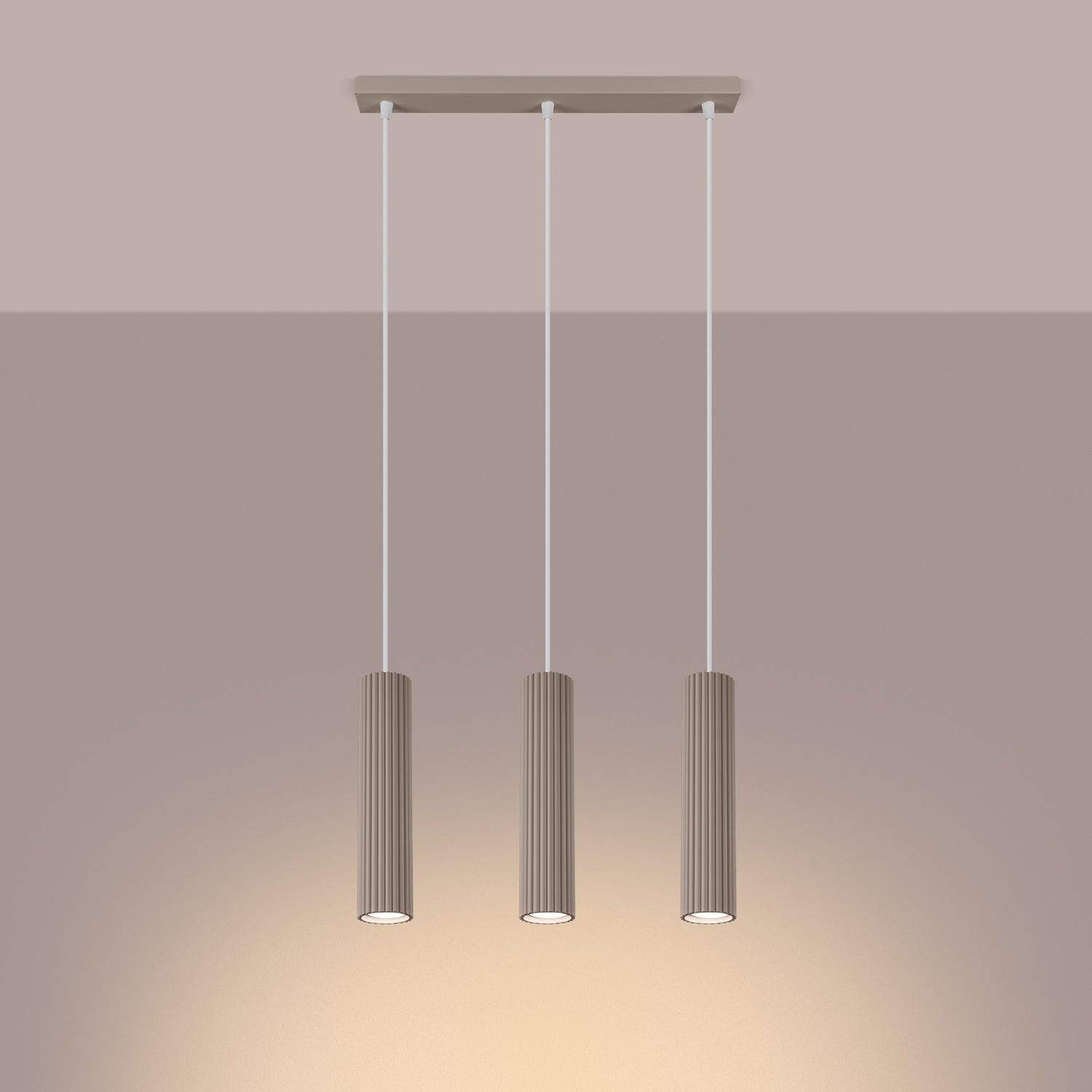 Triple Ribbed Pendant Bar - 3 Light GU10 Linear Hanging Kitchen Island Dining