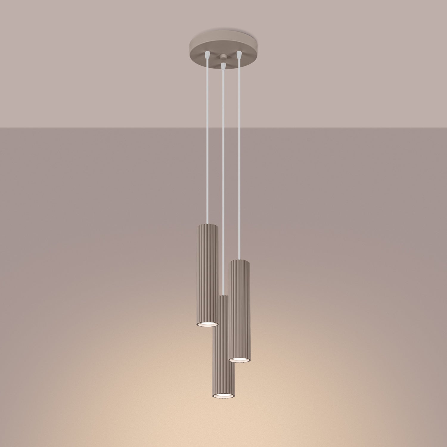Triple Ribbed Pendant Cluster - 3 Light GU10 Hanging Dining Table Spotlight