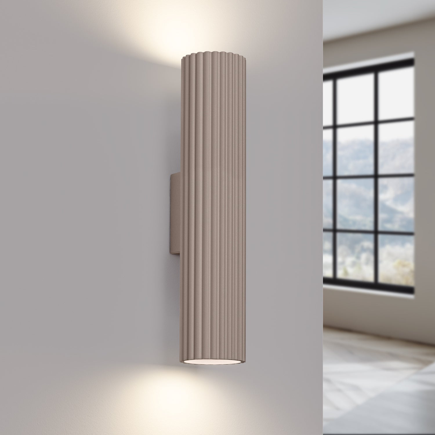 Twin Ribbed Wall Light Up Down - GU10 Cylindrical Bedside Reading Spotlight