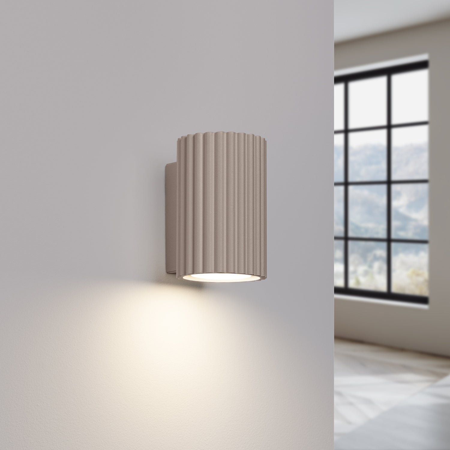 Mini Ribbed Cylinder Wall Light - GU10 Spotlight Hallway Stairwell Sconce
