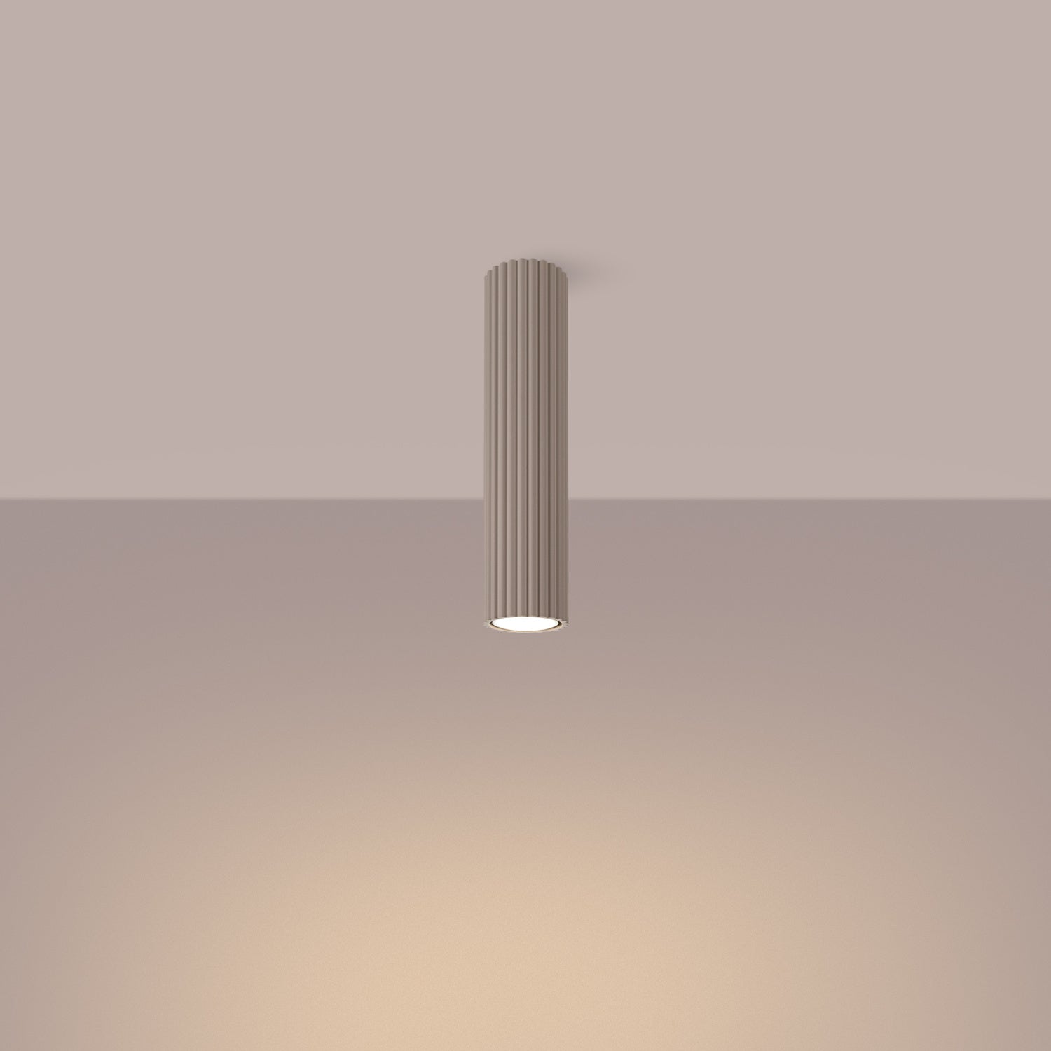 Tall Ribbed Cylinder Ceiling Spotlight - GU10 Surface Downlight Hallway