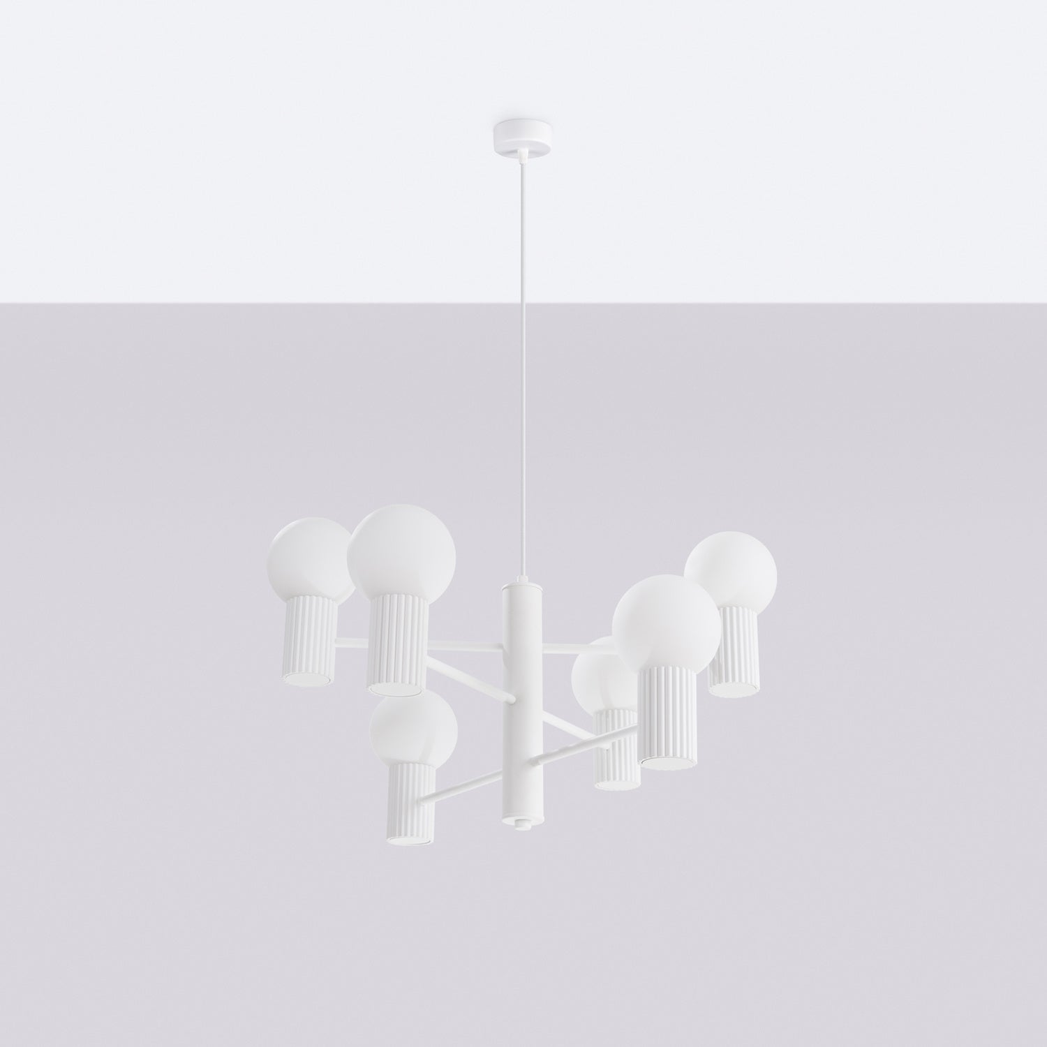 6 Light Glass Globe Chandelier - G9 Sphere Cluster Statement Ceiling Pendant
