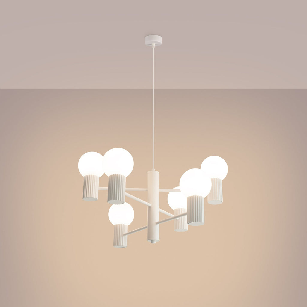 6 Light Glass Globe Chandelier - G9 Sphere Cluster Statement Ceiling Pendant