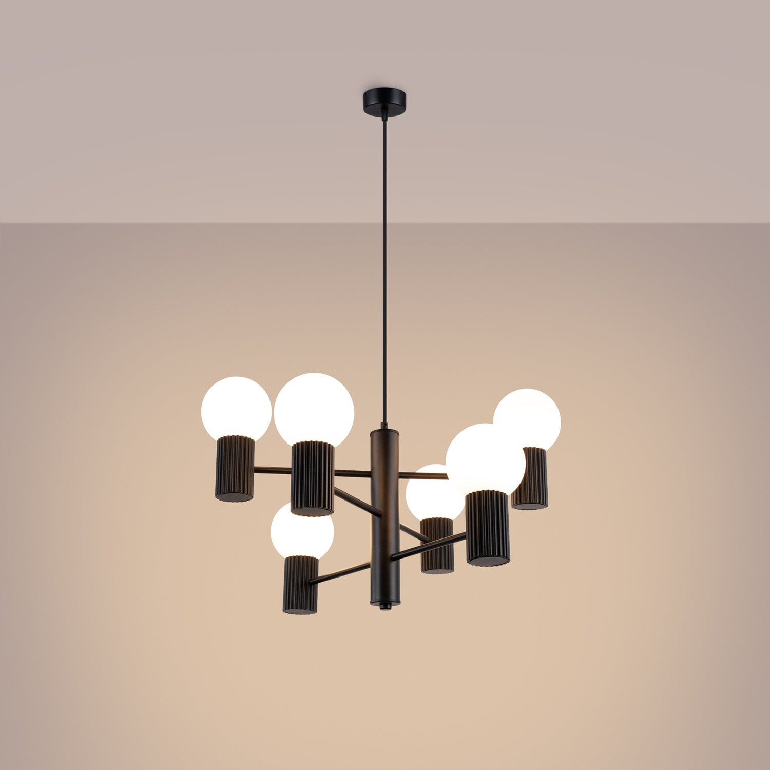 6 Light Glass Globe Chandelier - G9 Sphere Cluster Statement Ceiling Pendant