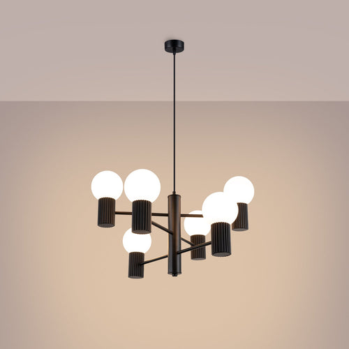 6 Light Glass Globe Chandelier - G9 Sphere Cluster Statement Ceiling Pendant