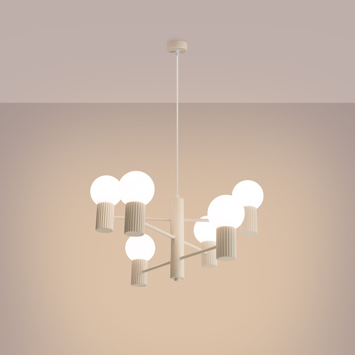 6 Light Glass Globe Chandelier - G9 Sphere Cluster Statement Ceiling Pendant