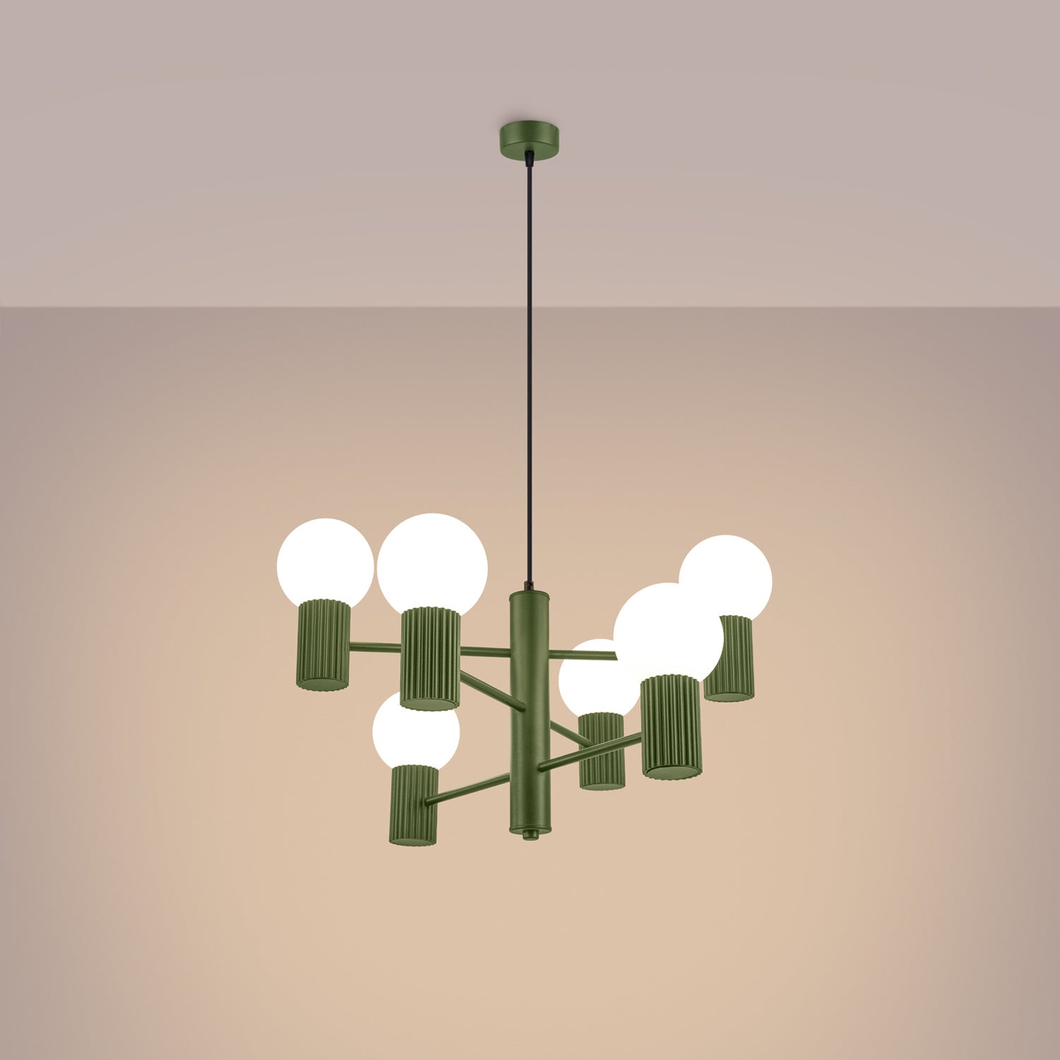 6 Light Glass Globe Chandelier - G9 Sphere Cluster Statement Ceiling Pendant