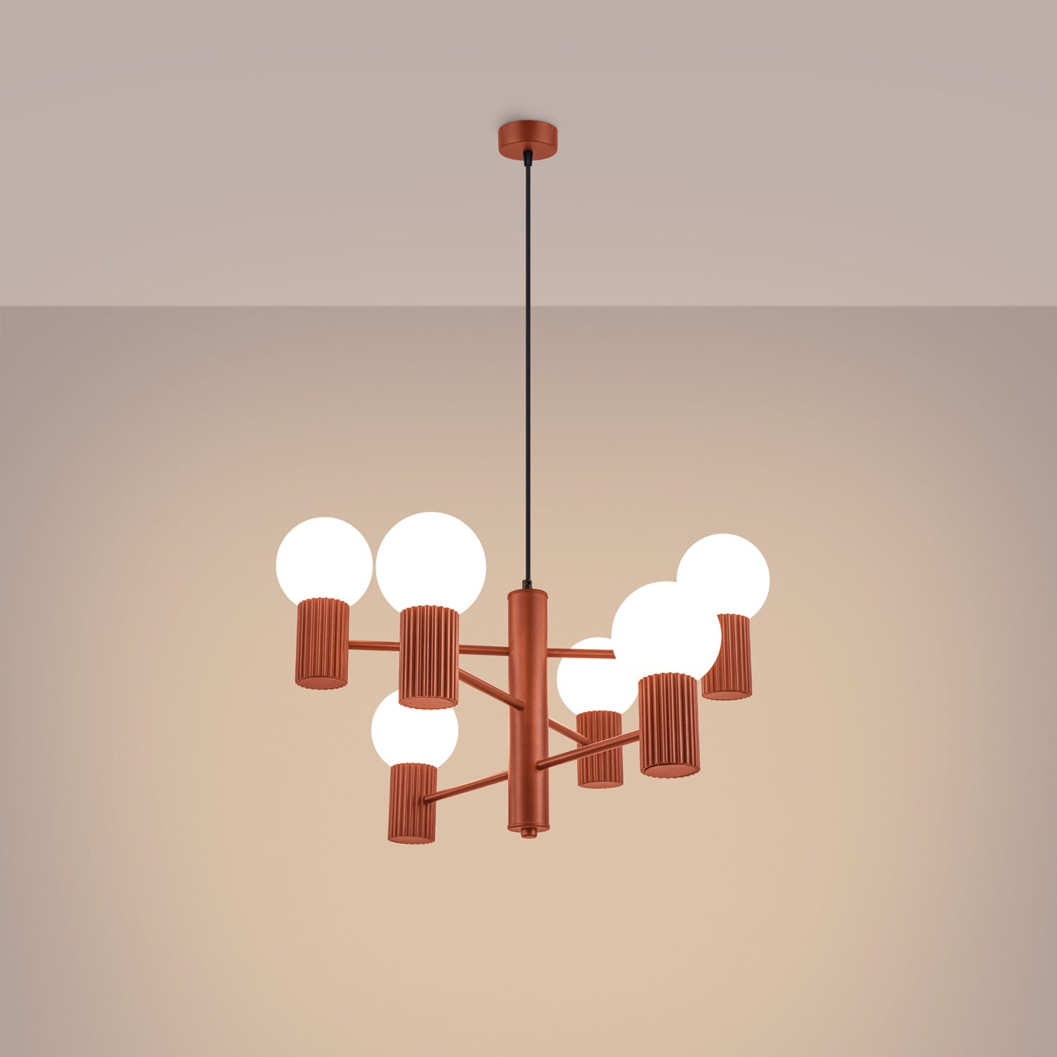 6 Light Glass Globe Chandelier - G9 Sphere Cluster Statement Ceiling Pendant