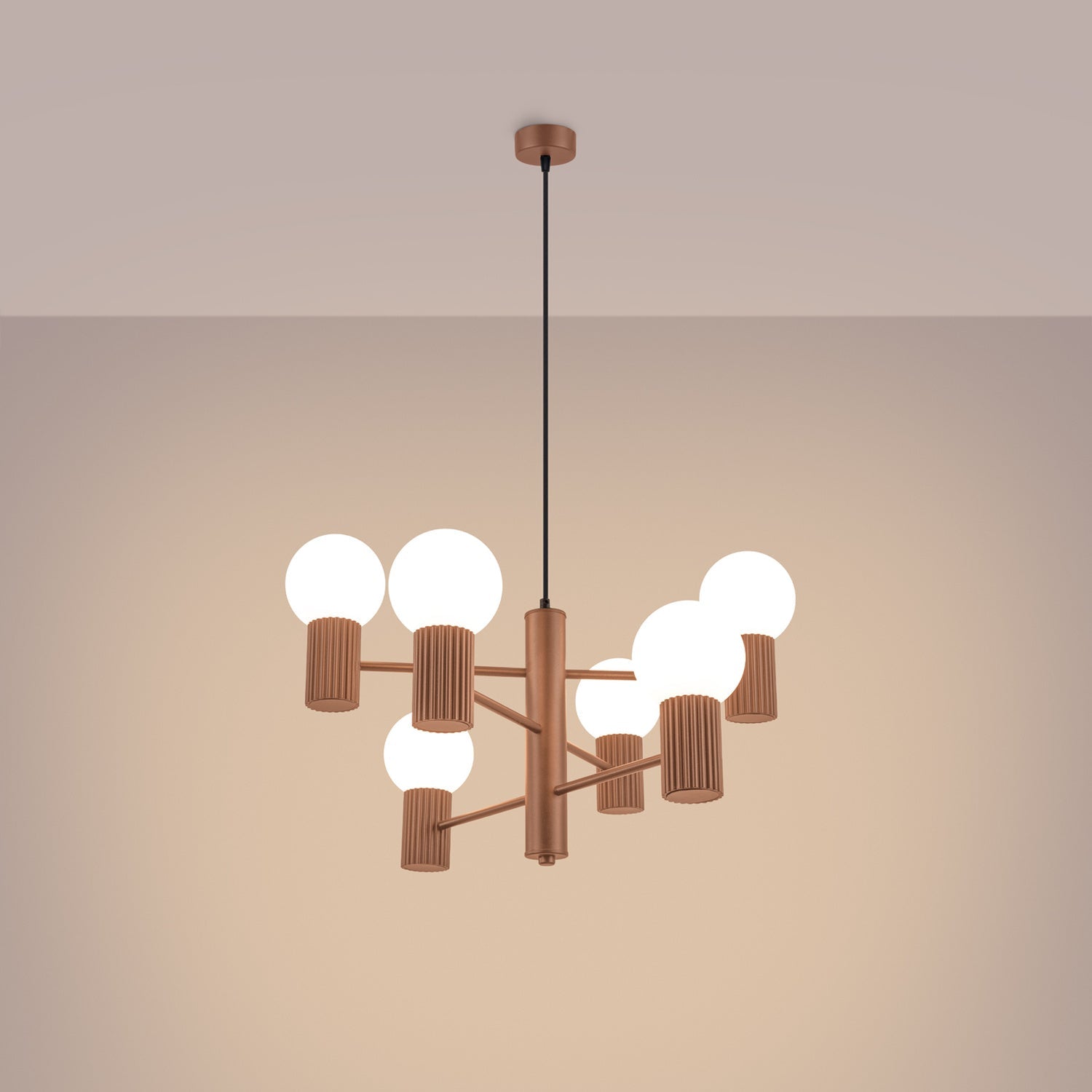 6 Light Glass Globe Chandelier - G9 Sphere Cluster Statement Ceiling Pendant
