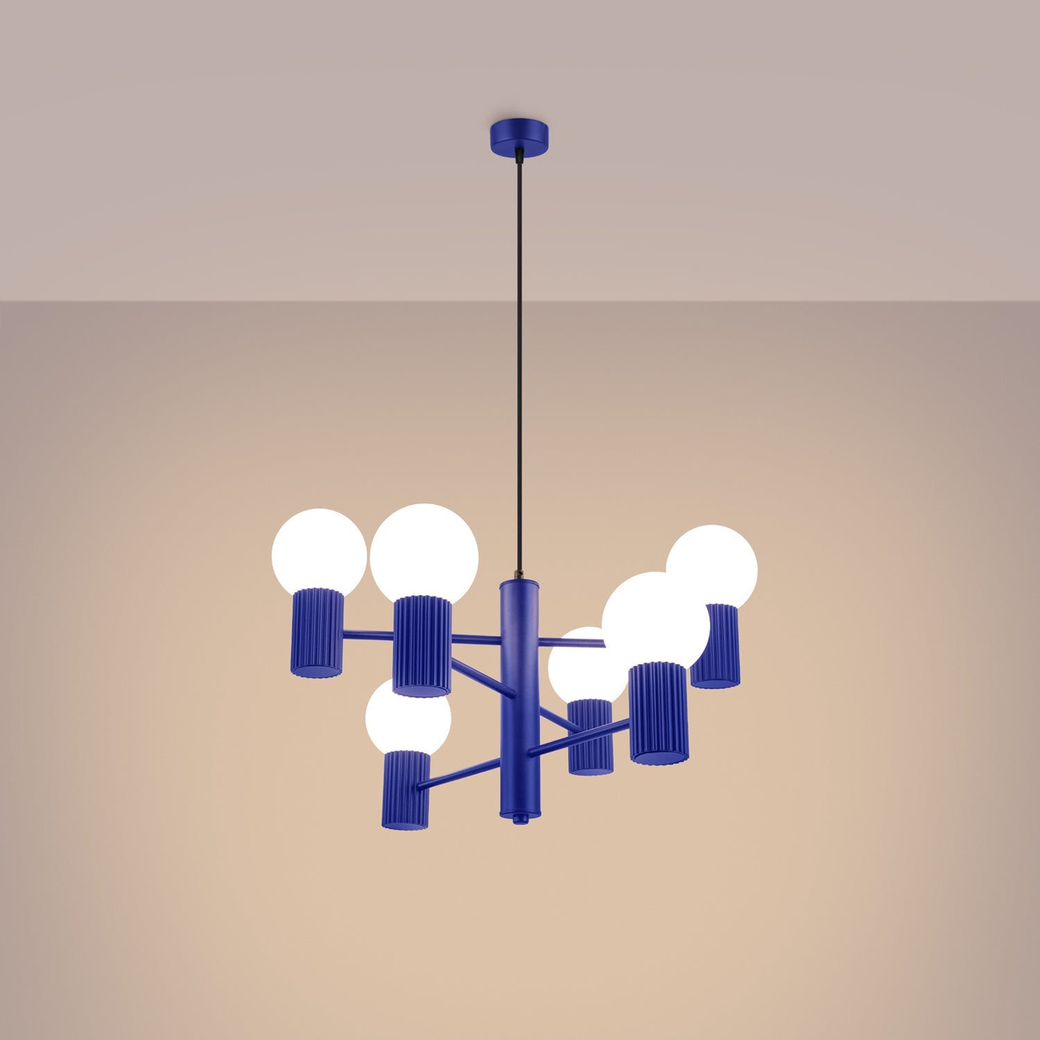 6 Light Glass Globe Chandelier - G9 Sphere Cluster Statement Ceiling Pendant