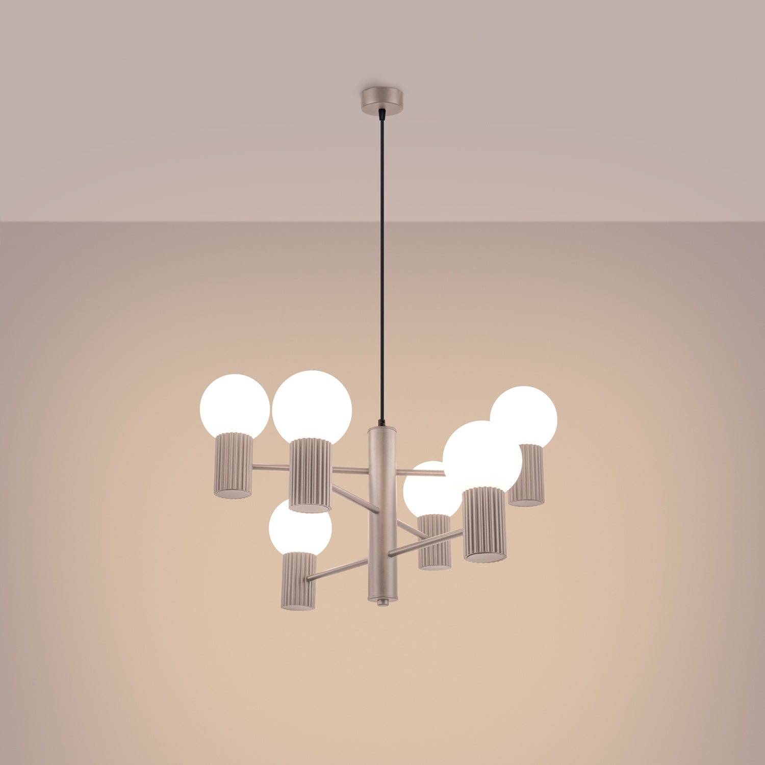 6 Light Glass Globe Chandelier - G9 Sphere Cluster Statement Ceiling Pendant