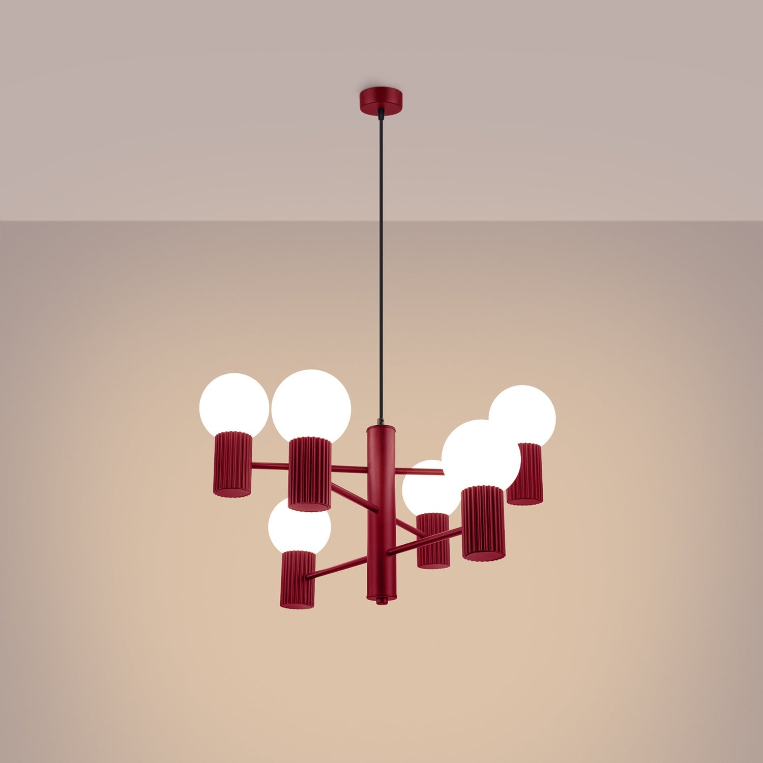 6 Light Glass Globe Chandelier - G9 Sphere Cluster Statement Ceiling Pendant