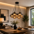 7 Amber Globe Bubble Chandelier Light - E27 Cluster Pendant Dining Living Room