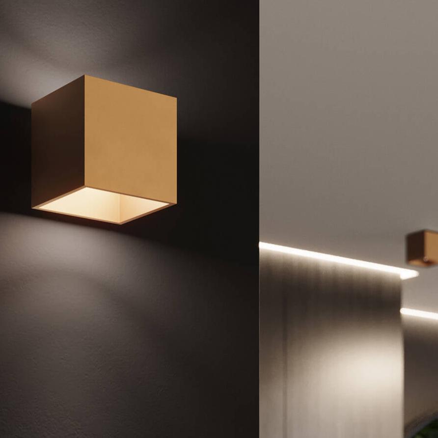 Cube Wall Light - Gold Black Concrete Modern Elegant Fixture