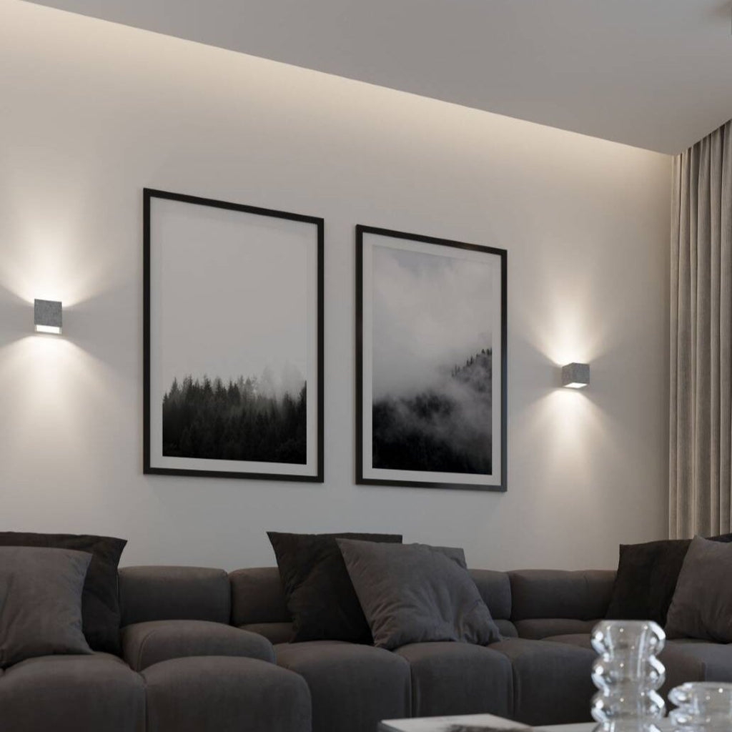 Cube Wall Light - Gold Black Concrete Modern Elegant Fixture
