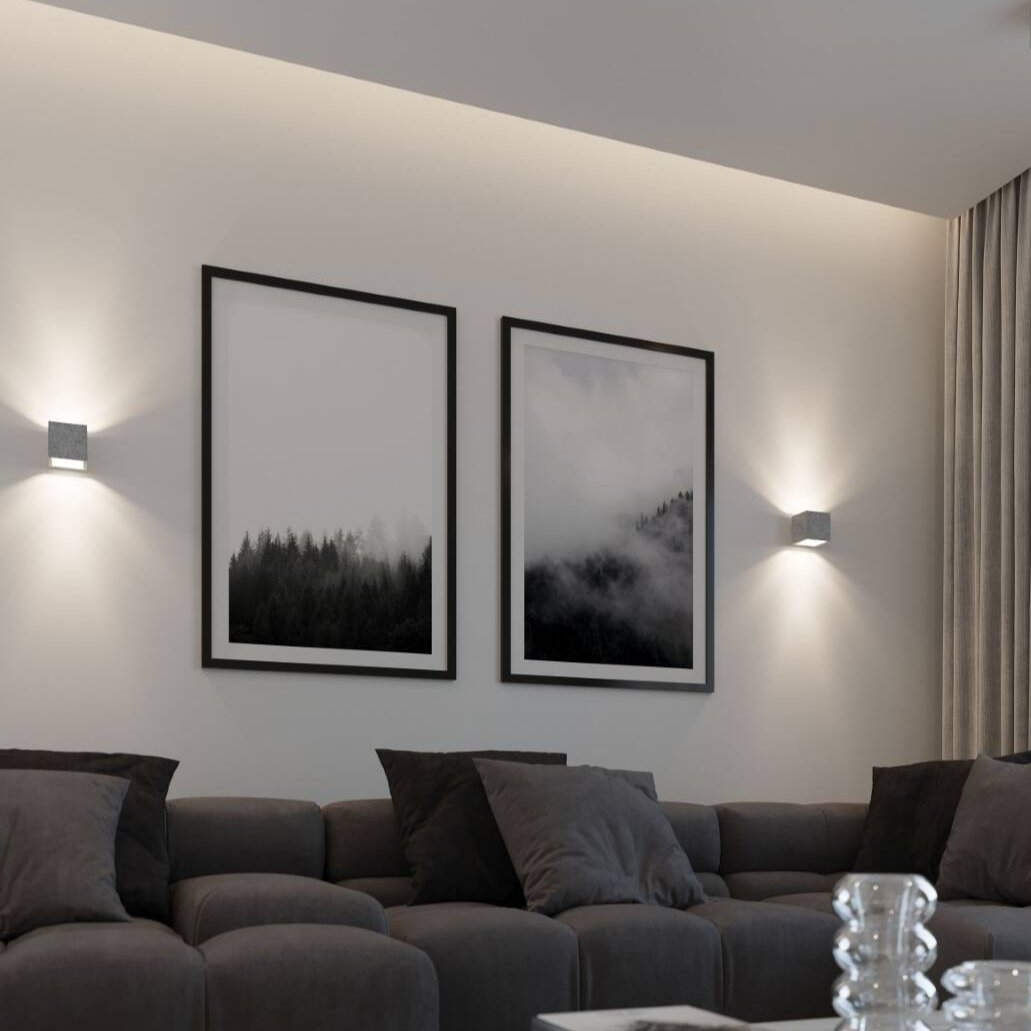 Cube Wall Light - Gold Black Concrete Modern Elegant Fixture