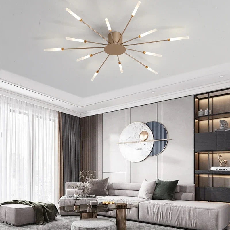 Webster 80cm Flush Mount Chandelier LED Gold Black Modern Ceiling Light