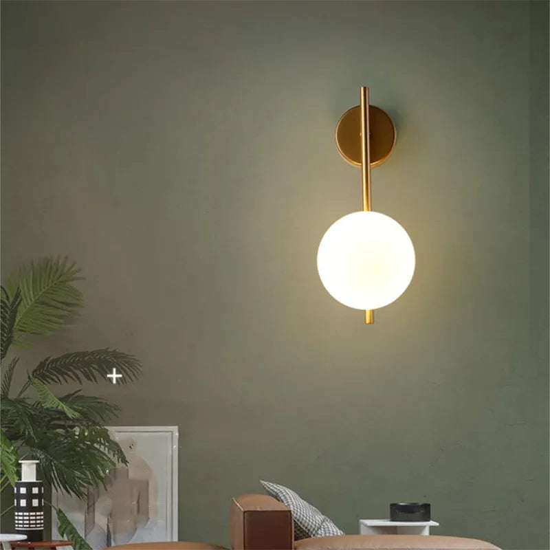 Gold Globe Wall Lamp - Luxury Bedroom Living Room Light Fixture