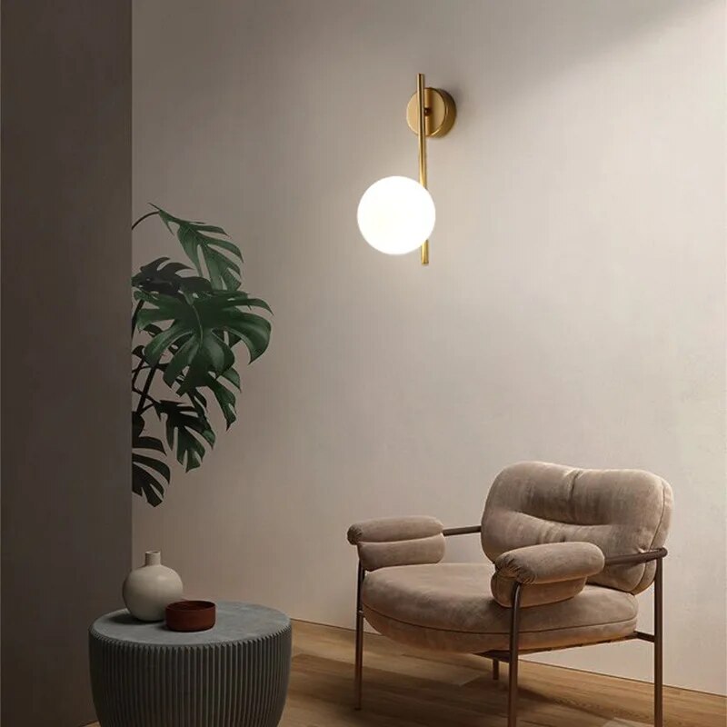 Gold Globe Wall Lamp - Luxury Bedroom Living Room Light Fixture