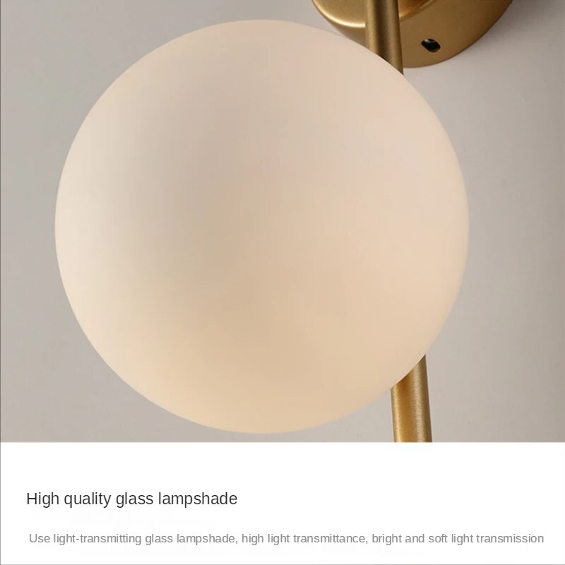 Gold Globe Wall Lamp - Luxury Bedroom Living Room Light Fixture