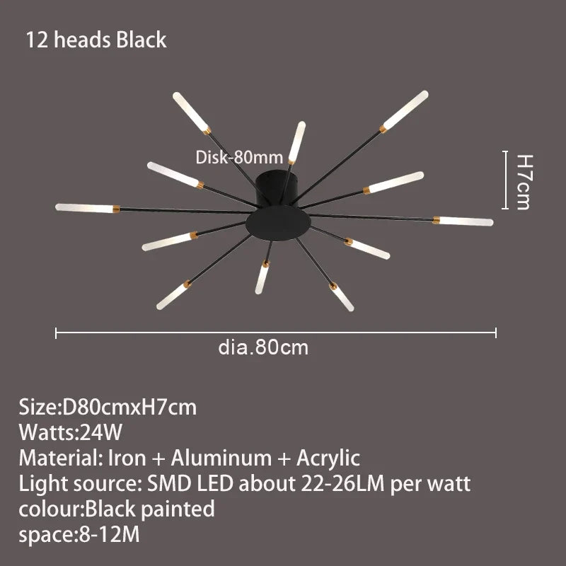 Webster 80cm Flush Mount Chandelier LED Gold Black Modern Ceiling Light