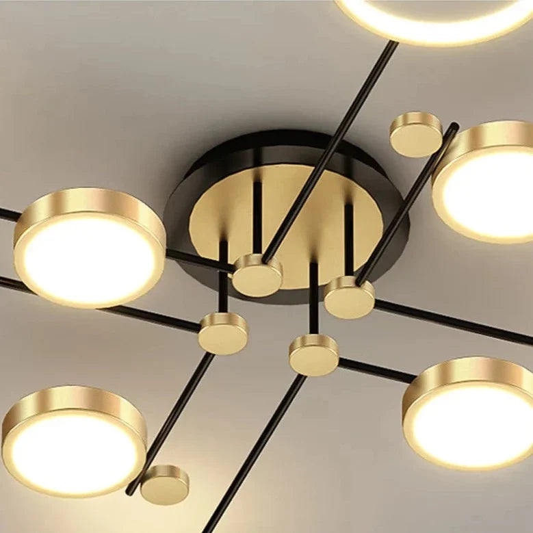 Chemistry Flush Mount Chandelier Gold LED 130cm Low Ceiling Light