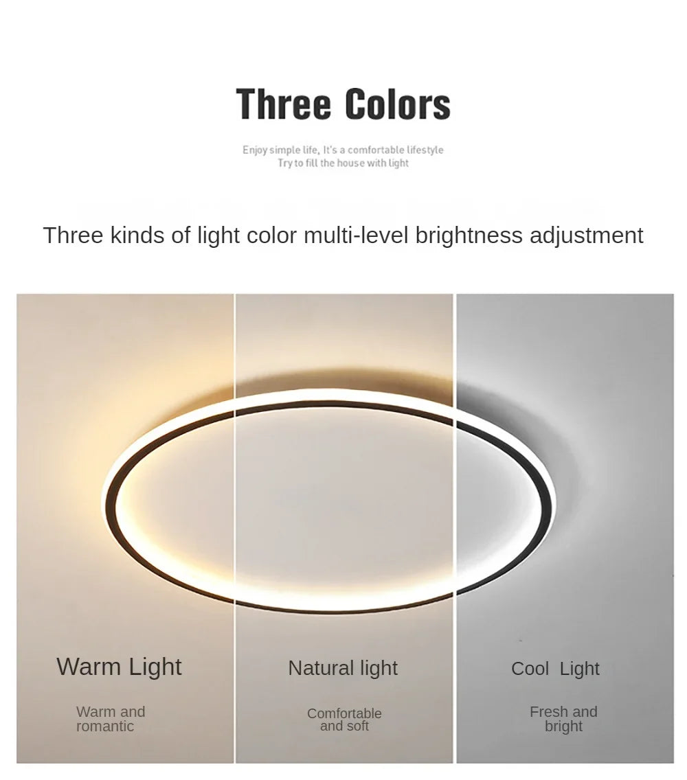 LED Ring Flush Mount Chandelier - Dimmable Ceiling Light Black/White