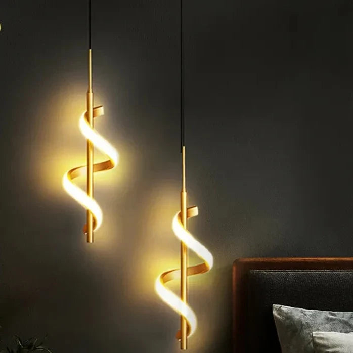 Twisted LED Pendant Light Black Gold Modern Ceiling Light UK