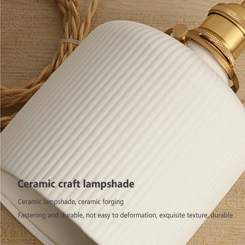 Vintage Ceramic Pendant Light Gold White Elegant Home Lighting