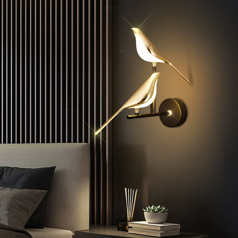 Double Chirpy LED Bird Nursery Wall Light - Hardwired Ambient