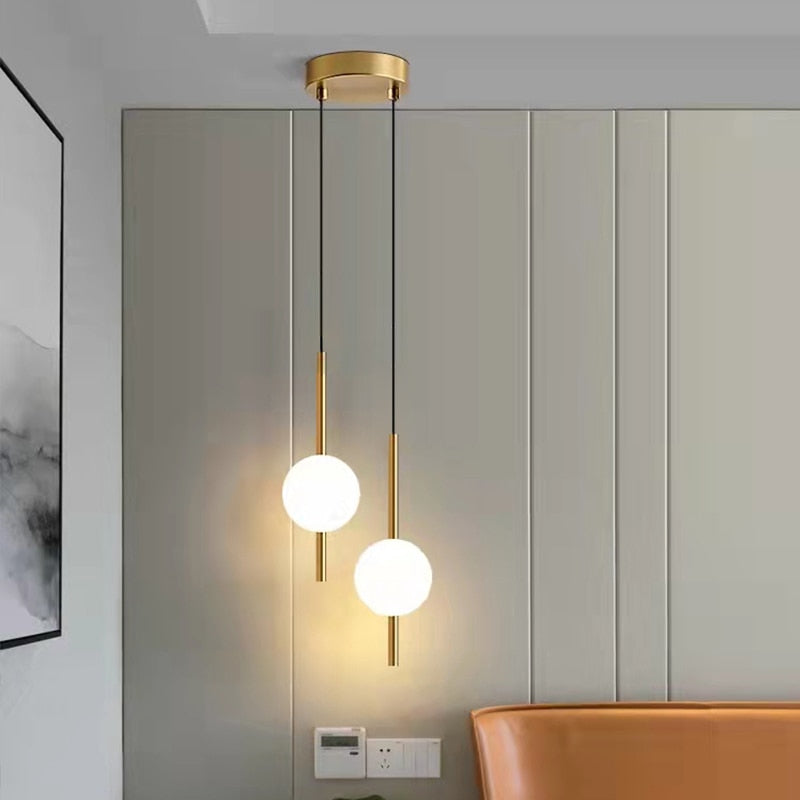 Dual Globe Pendant Light Changeable Colour Modern Bedroom Ceiling