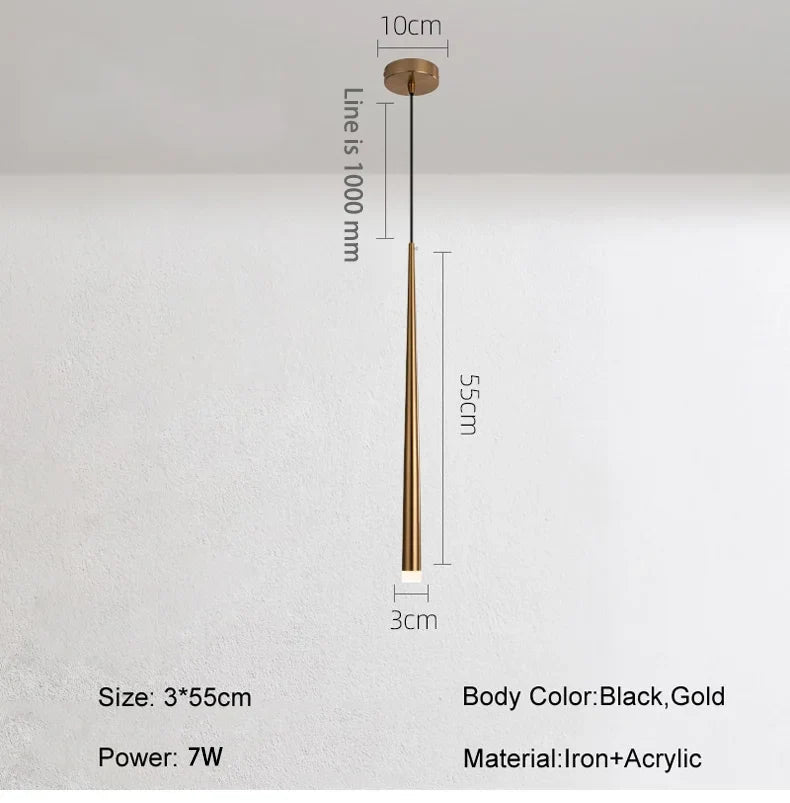 Sleek Drop Pendant Light - LED Integrated Adjustable Height Warm Light