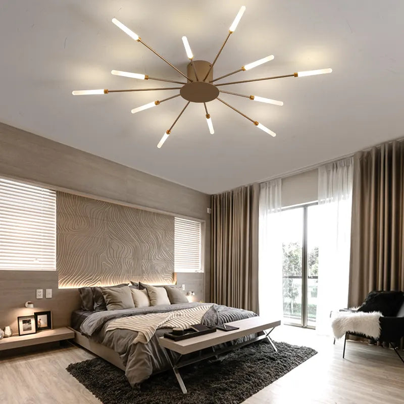 Webster 80cm Flush Mount Chandelier LED Gold Black Modern Ceiling Light