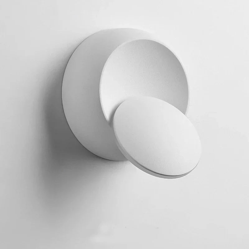 Frisbee LED Wall Sconce 350° Rotation Black White Modern Light