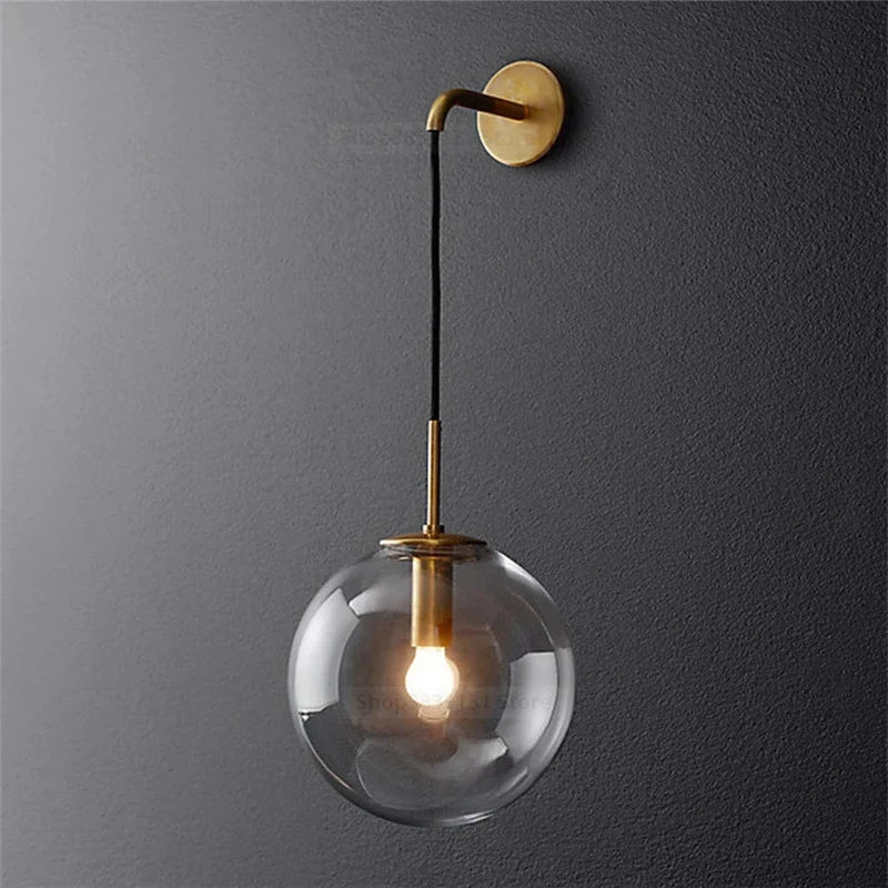 Sizzle Mid-Century Glass Globe Hanging Wall Light - Amber/Smoke/Clear