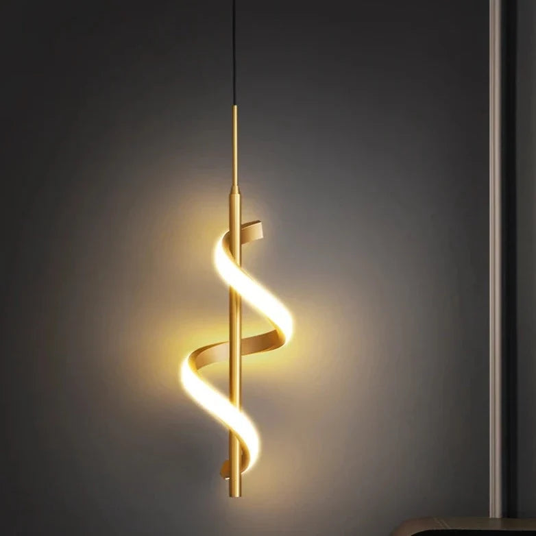 Twisted LED Pendant Light Black Gold Modern Ceiling Light UK