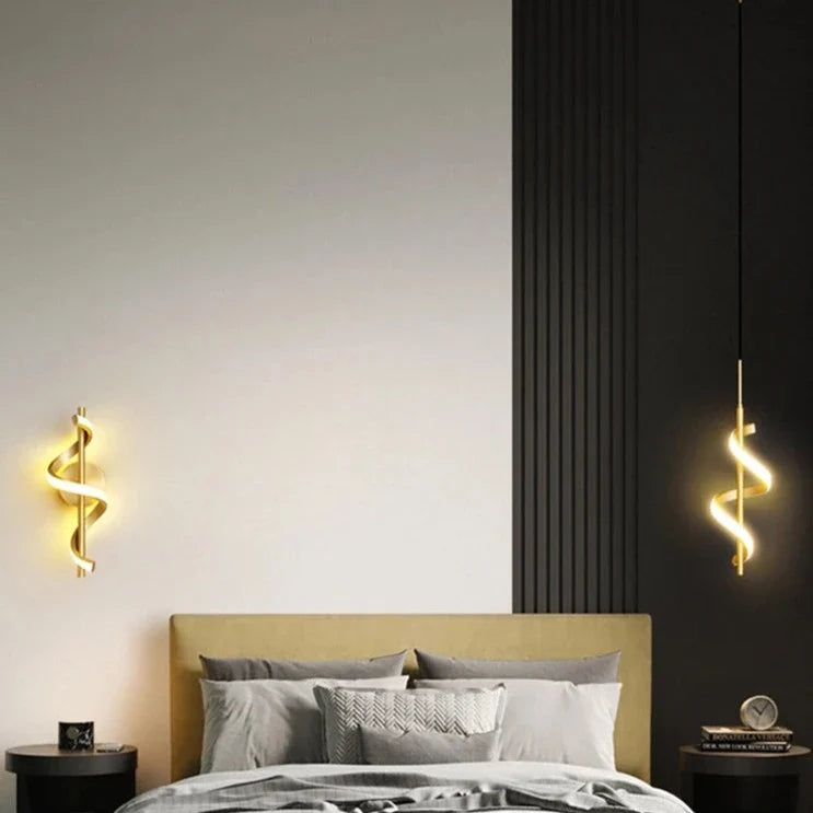 Twisted LED Pendant Light Black Gold Modern Ceiling Light UK