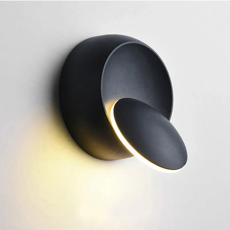 Frisbee LED Wall Sconce 350° Rotation Black White Modern Light