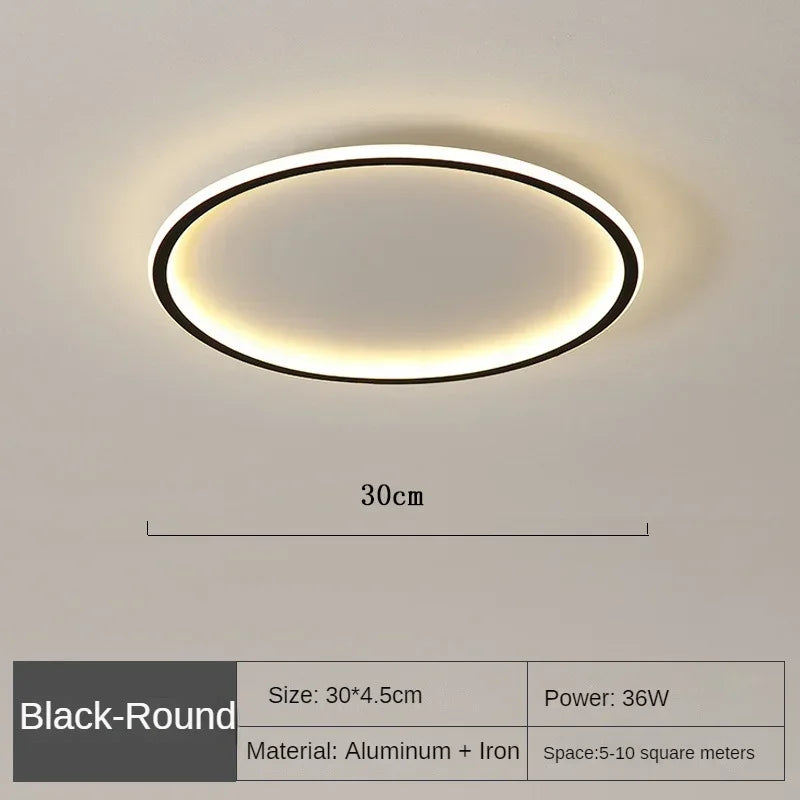 LED Ring Flush Mount Chandelier - Dimmable Ceiling Light Black/White